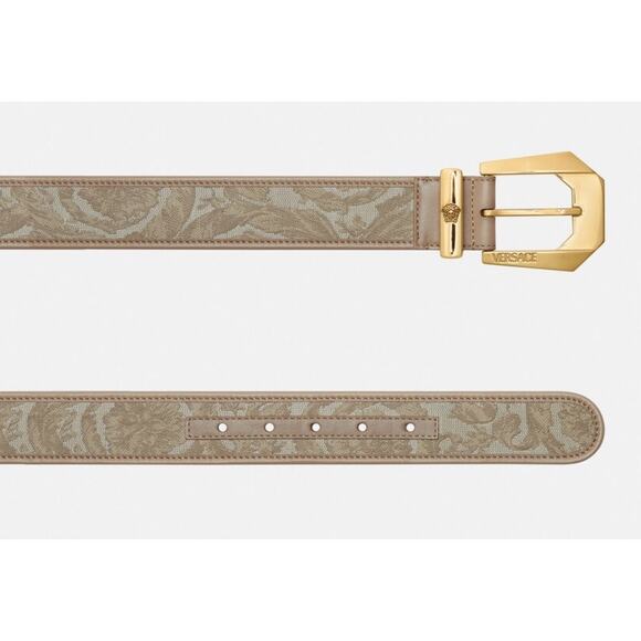 138. Versace Medusa Heritage Barocco Jacquard Logo Buckle Leather Belt main image 13